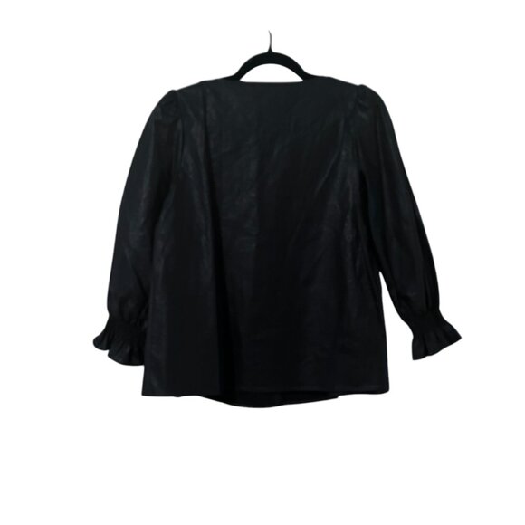 Tuckernuck Women's Black Faux Leather Top Size S - Picture 2 of 3